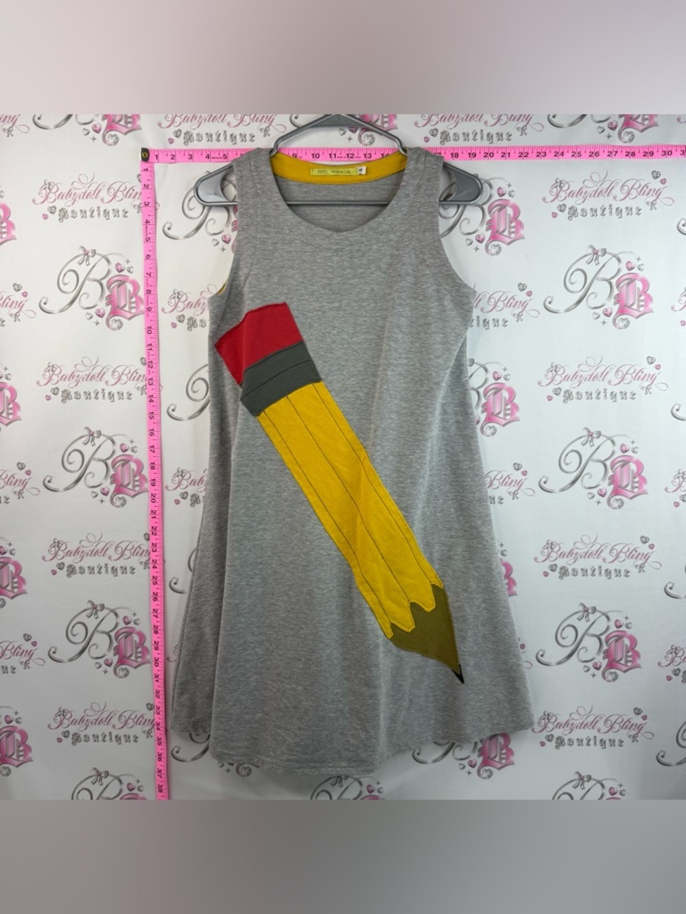 Athens Lab Dress Shirt/ Long Shirt Grey pencil teacher style Pencil Appliqué